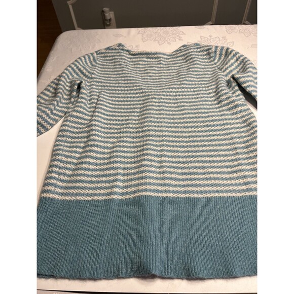 Lambswool Mohair V-neck Striped Button Up Sweater Sz PM - Picture 9 of 9